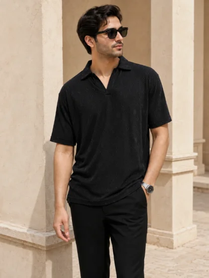 Textured Polo - Black